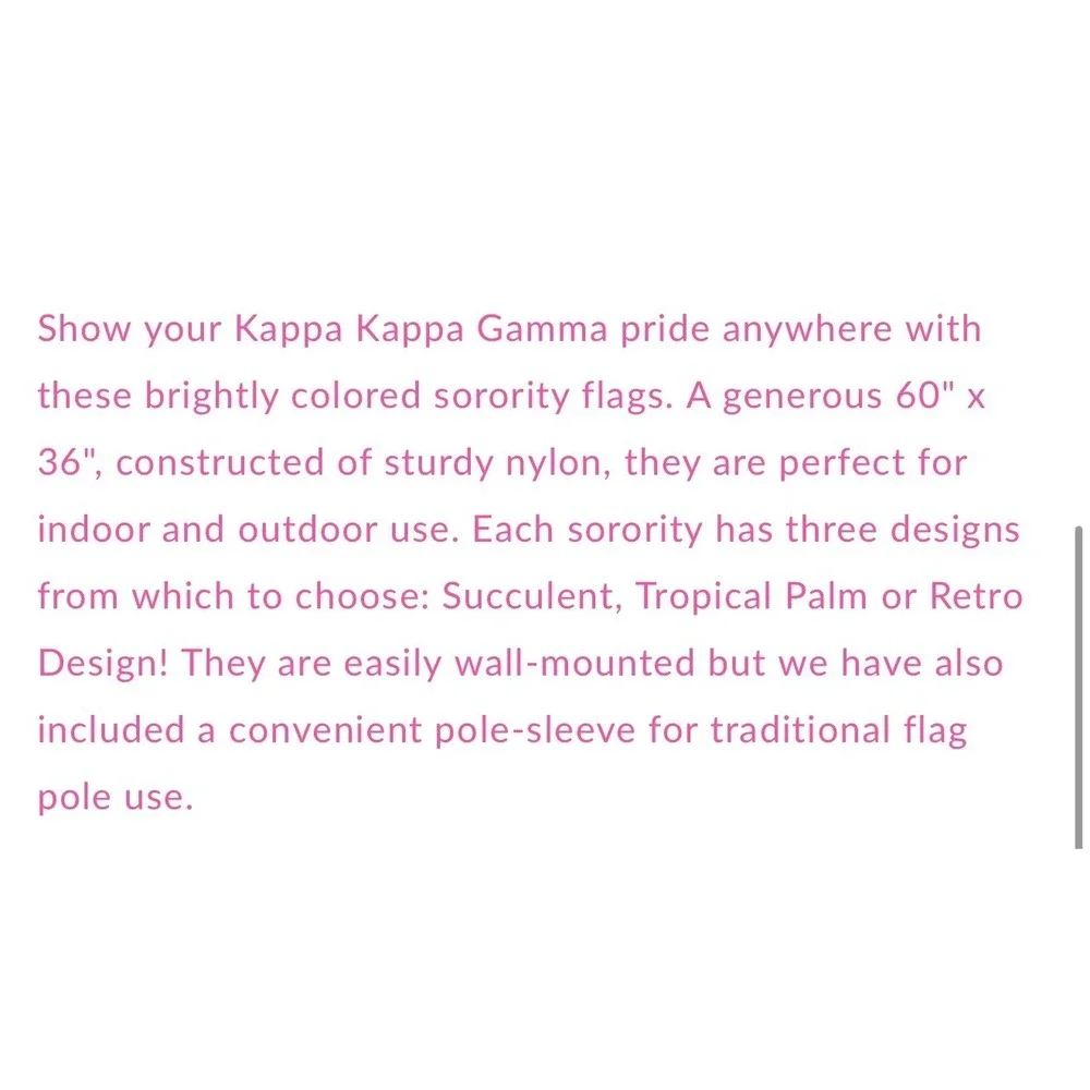 Sorority Shop Kappa Kappa Gamma Tropical Palm Flag Dorm Decor Pink 3x5ft